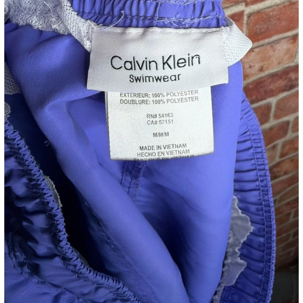 Calvin Klein Mens Swim Trunks Blue‎ Medium Drawstring Mesh Lined Board Shorts